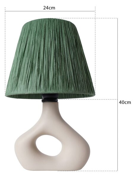 Zielona lampa stołowa z kloszem plecionki papierowej (wysokość 40 cm) Serin – Opviq lights