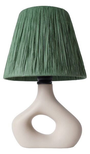 Zielona lampa stołowa z kloszem plecionki papierowej (wysokość 40 cm) Serin – Opviq lights