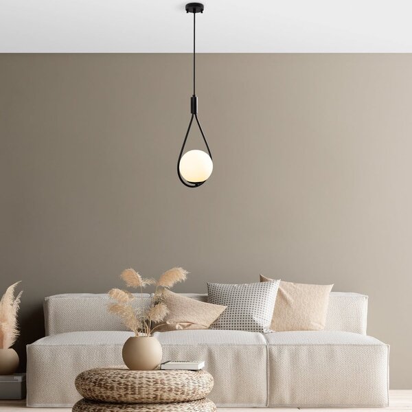 Czarna lampa wisząca ze szklanym kloszem Sessiz – Opviq lights