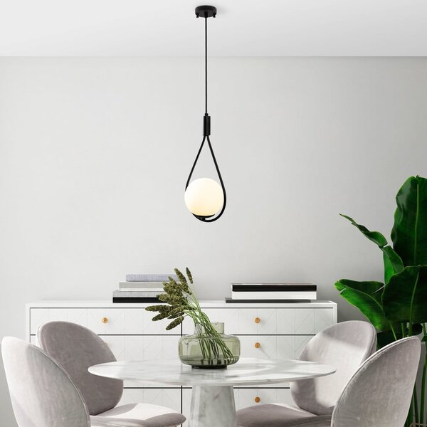 Czarna lampa wisząca ze szklanym kloszem Sessiz – Opviq lights