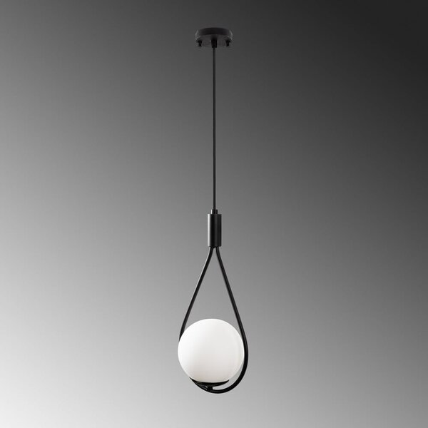 Czarna lampa wisząca ze szklanym kloszem Sessiz – Opviq lights