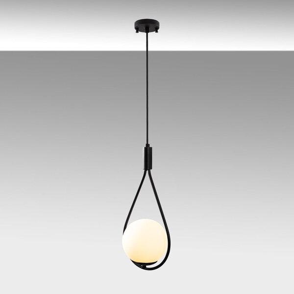 Czarna lampa wisząca ze szklanym kloszem Sessiz – Opviq lights