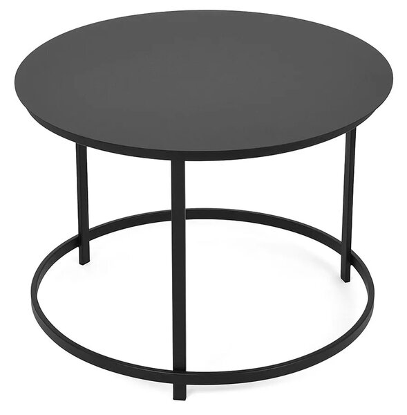 Czarny okrągły stolik kawowy w stylu loft - Zalex 3X