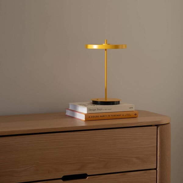 UMAGE Lampa stołowa LED Asteria Move, możliwość ściemniania, żółty / pomarańczowy, salon / jadalnia, metal, design