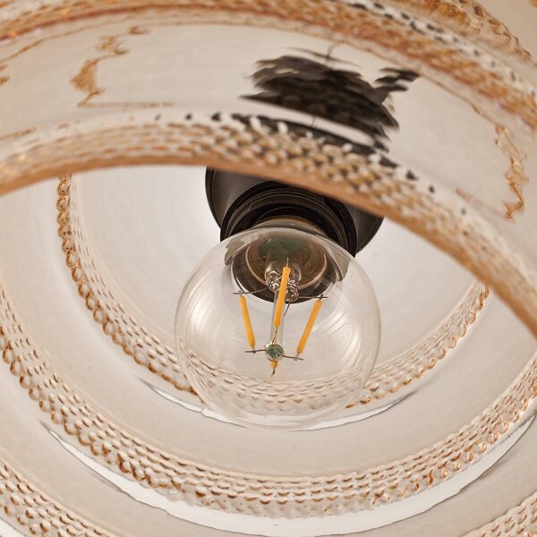Lampa wisząca szklana Orliana Lindby, możliwość ściemniania, kremowy / amber, salon / jadalnia, szkło, nowoczesny