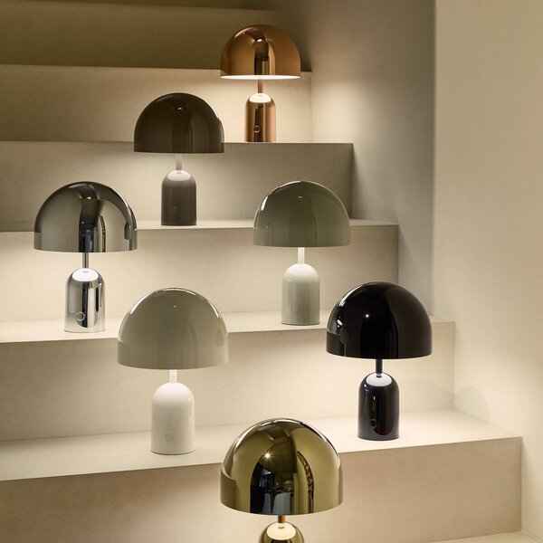 Tom Dixon Lampa stołowa BELL PORTABLE, czarna, 28 cm IP44 możliwość ściemniania, czarny, salon / jadalnia, tworzywo sztuczne, design