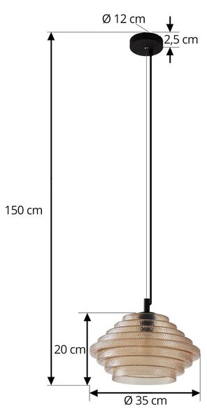 Lampa wisząca szklana Orliana Lindby, możliwość ściemniania, kremowy / amber, salon / jadalnia, szkło, nowoczesny