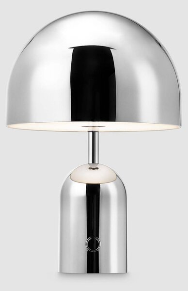 Tom Dixon Lampa stołowa BELL PORTABLE, srebrna, 28 cm IP44 możliwość ściemniania, chromowy / srebrny, salon / jadalnia, tworzywo sztuczne, design