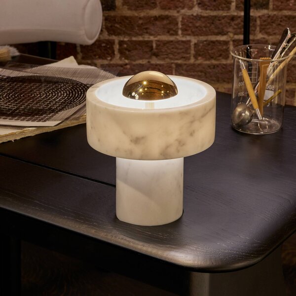 Tom Dixon Lampa stołowa design Stone, możliwość ściemniania, biały / opal, salon / jadalnia, kamień, design