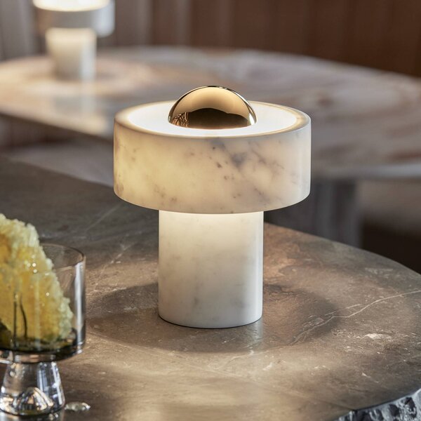 Tom Dixon Lampa stołowa design Stone, możliwość ściemniania, biały / opal, salon / jadalnia, kamień, design