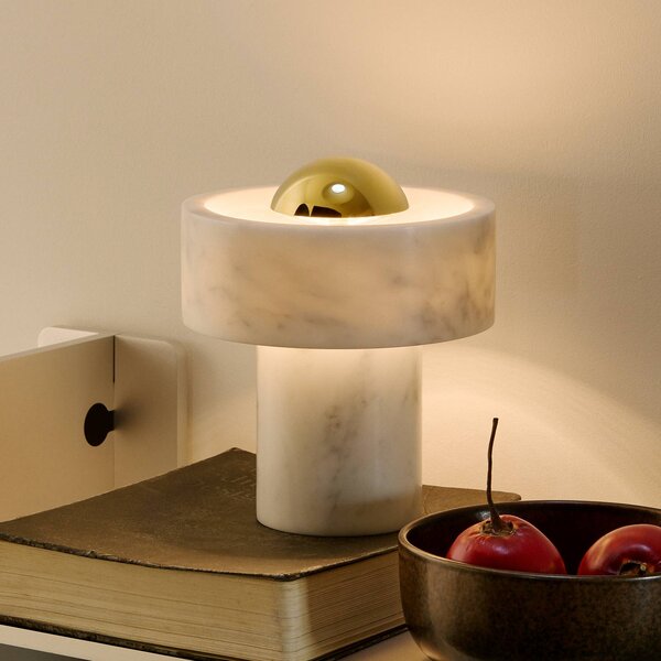 Tom Dixon Lampa stołowa design Stone, możliwość ściemniania, biały / opal, salon / jadalnia, kamień, design