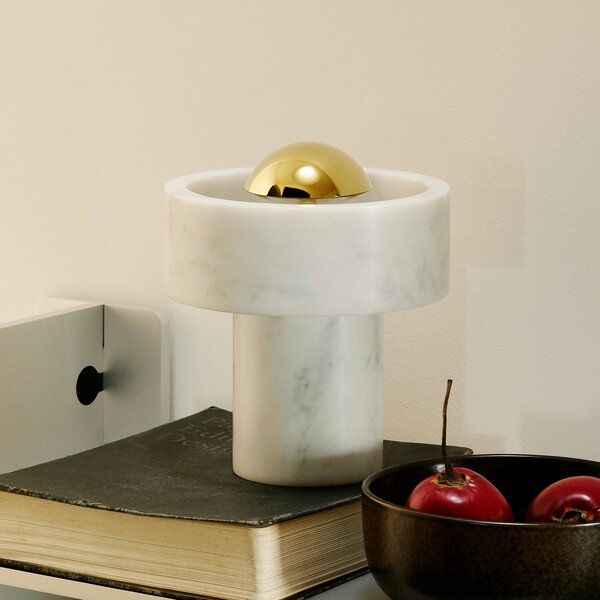 Tom Dixon Lampa stołowa design Stone, możliwość ściemniania, biały / opal, salon / jadalnia, kamień, design