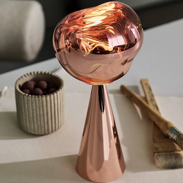 Tom Dixon Lampa stołowa LED Melt, miedziana, wysokość 29 cm możliwość ściemniania, miedziany, tworzywo sztuczne, design