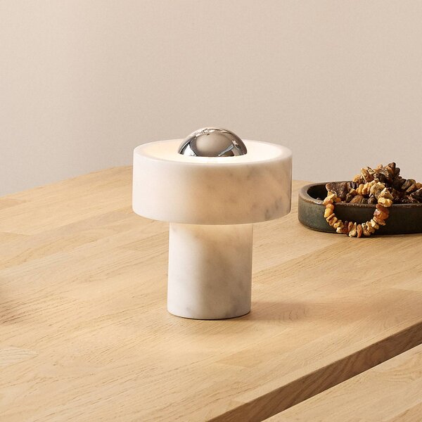 Tom Dixon Lampa stołowa design Stone, możliwość ściemniania, biały / opal, salon / jadalnia, kamień, design