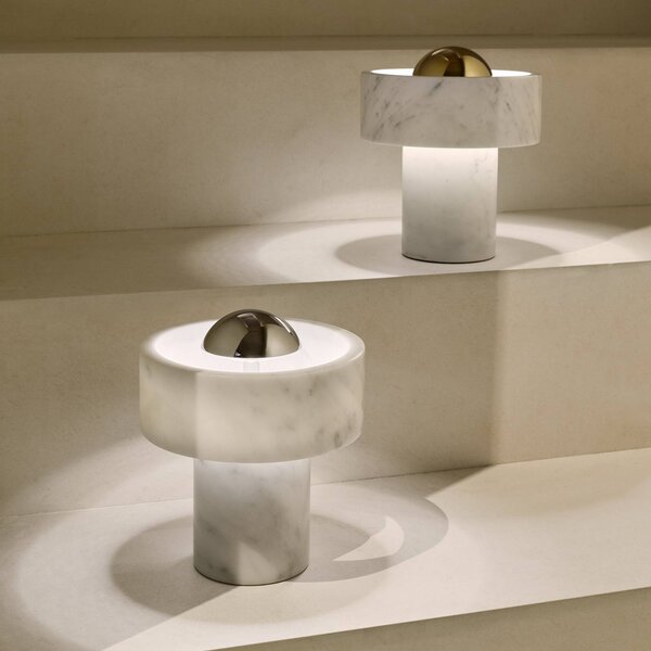 Tom Dixon Lampa stołowa design Stone, możliwość ściemniania, biały / opal, salon / jadalnia, kamień, design