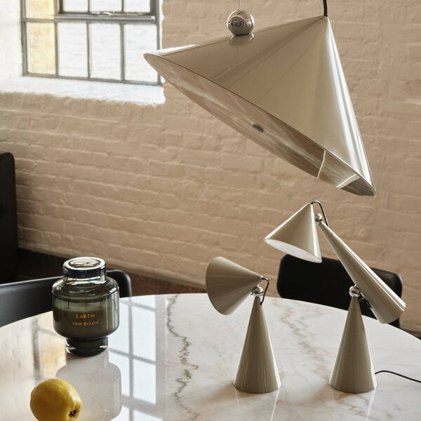 Tom Dixon Lampa stołowa POSE, możliwość ściemniania, aluminiowy / szary / cynkowy, salon / jadalnia, tworzywo sztuczne, design