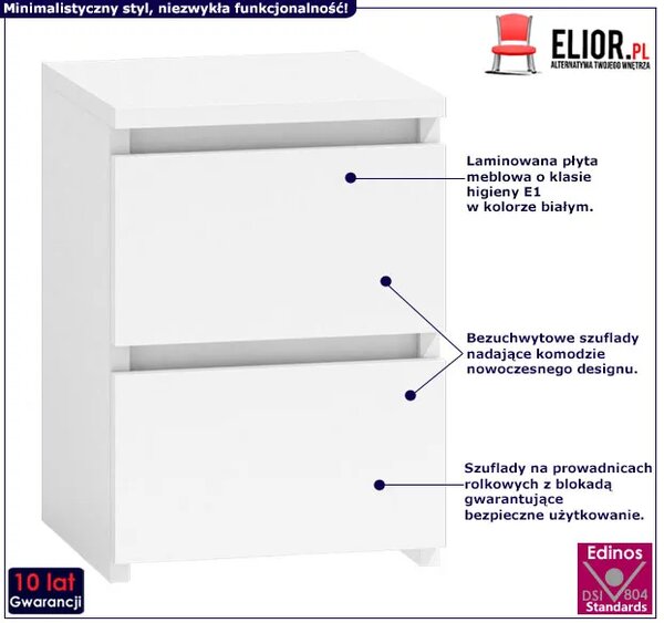 Biała szafka nocna do sypialni Siena 2X