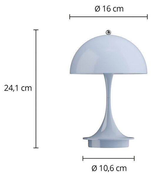 Louis Poulsen Panthella PORTABLE 160 V3, opal jasnoniebieski 160, możliwość ściemniania, niebieski, salon / jadalnia, tworzywo sztuczne, design