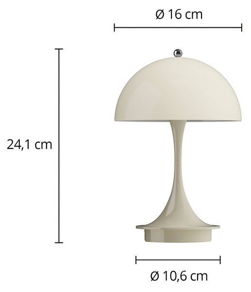 Louis Poulsen Panthella PORTABLE 160 V3, opalowy beż 160, możliwość ściemniania, kremowy / amber, salon / jadalnia, tworzywo sztuczne, design