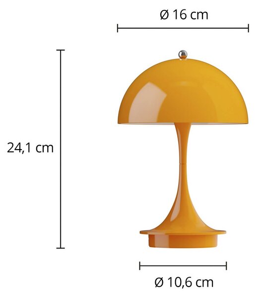 Louis Poulsen Panthella PORTABLE 160 V3, nieprzezroczysty pomarańczowy 160, możliwość ściemniania, żółty / pomarańczowy, salon / jadalnia, tworzywo sztuczne, design