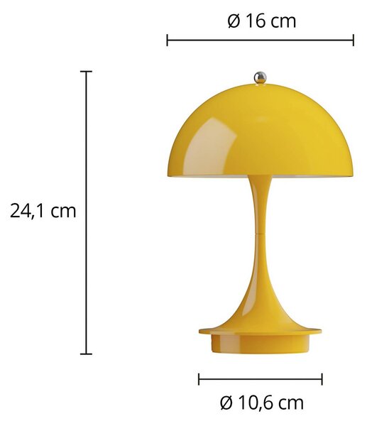 Louis Poulsen Panthella PORTABLE 160 V3, nieprzezroczysty żółty 160, możliwość ściemniania, żółty / pomarańczowy, salon / jadalnia, tworzywo sztuczne, design