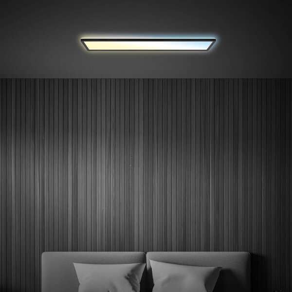 Briloner Lampa sufitowa LED Tava CCT, możliwość ściemniania, czarny, biuro, tworzywo sztuczne