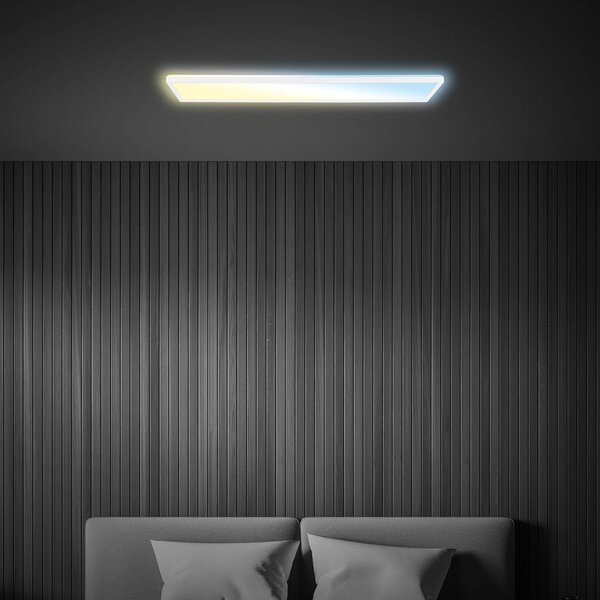 Briloner Lampa sufitowa LED Tava CCT, możliwość ściemniania, biały / opal, biuro, tworzywo sztuczne