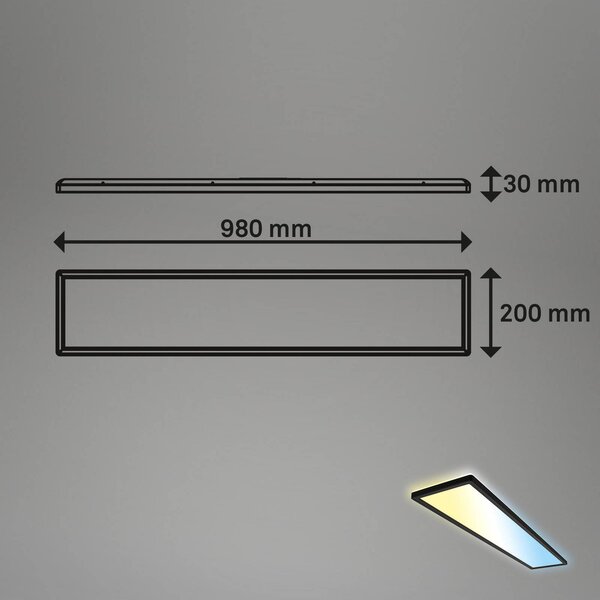 Briloner Lampa sufitowa LED Tava CCT, możliwość ściemniania, czarny, biuro, tworzywo sztuczne
