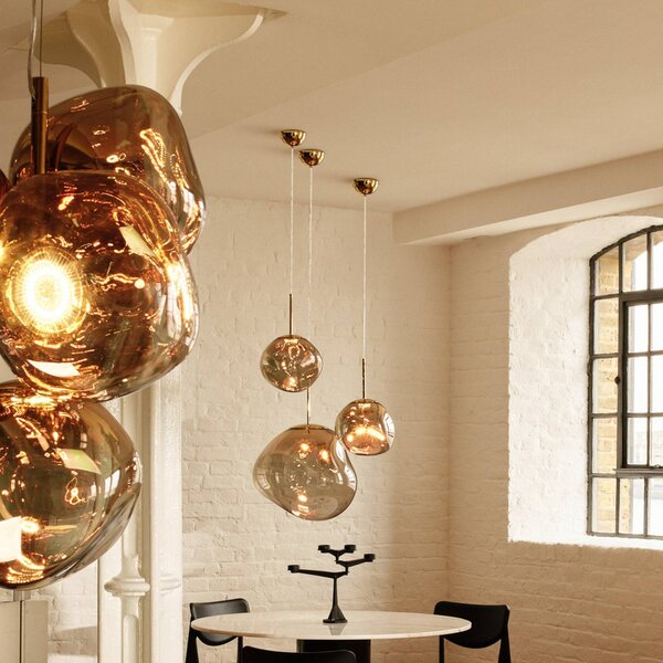 Tom Dixon Lampa wisząca designerska Melt, możliwość ściemniania, brązowy / mosiężny, salon / jadalnia, tworzywo sztuczne, design
