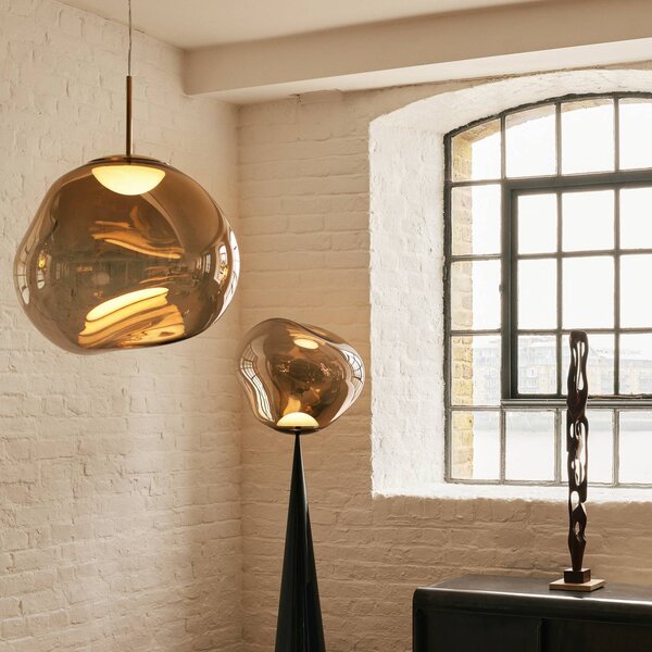 Tom Dixon Lampa wisząca designerska Melt, możliwość ściemniania, brązowy / mosiężny, salon / jadalnia, tworzywo sztuczne, design