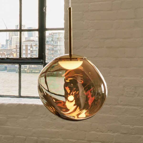 Tom Dixon Lampa wisząca designerska Melt, możliwość ściemniania, brązowy / mosiężny, salon / jadalnia, tworzywo sztuczne, design