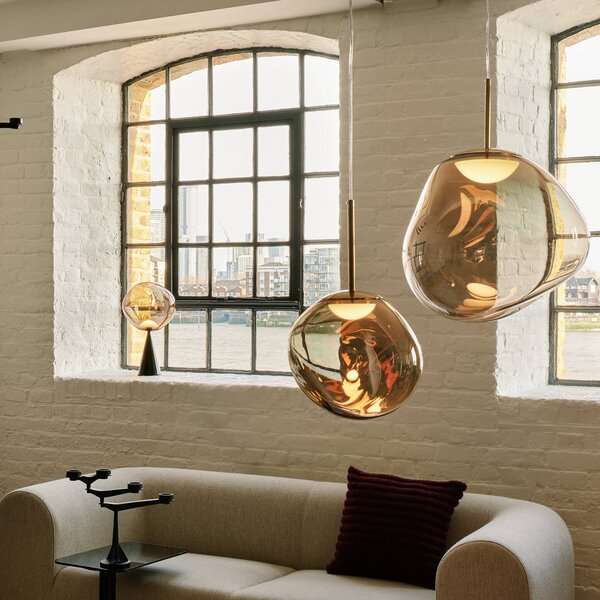 Tom Dixon Lampa wisząca designerska Melt, możliwość ściemniania, brązowy / mosiężny, salon / jadalnia, tworzywo sztuczne, design