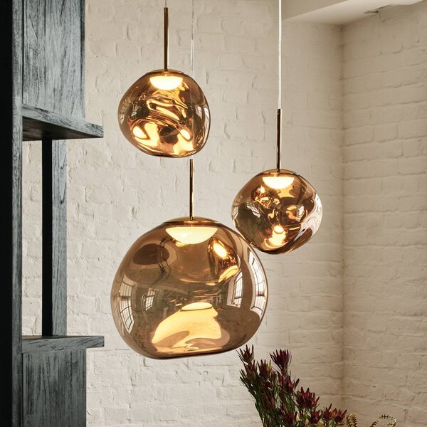 Tom Dixon Lampa wisząca designerska Melt, możliwość ściemniania, brązowy / mosiężny, salon / jadalnia, tworzywo sztuczne, design