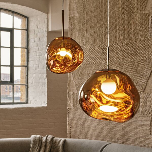 Tom Dixon Lampa wisząca designerska Melt, możliwość ściemniania, brązowy / mosiężny, salon / jadalnia, tworzywo sztuczne, design