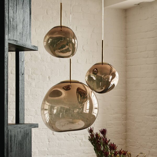 Tom Dixon Lampa wisząca designerska Melt, możliwość ściemniania, brązowy / mosiężny, salon / jadalnia, tworzywo sztuczne, design