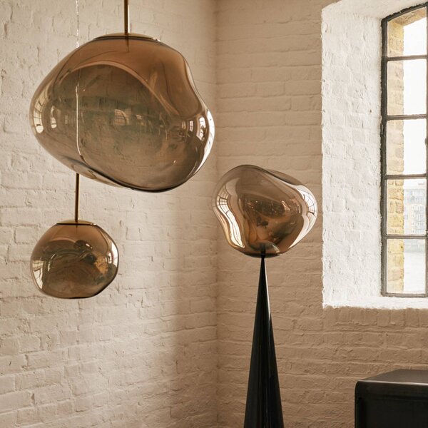Tom Dixon Lampa wisząca designerska Melt, możliwość ściemniania, brązowy / mosiężny, salon / jadalnia, tworzywo sztuczne, design