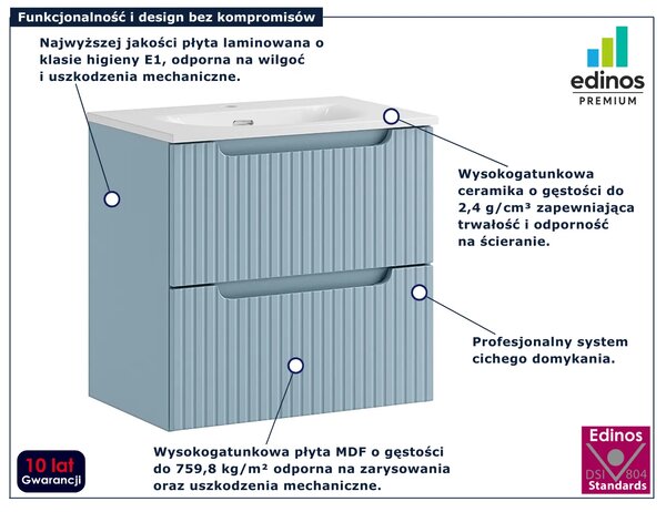 Niebieska szafka łazienkowa z umywalką S0-P54
