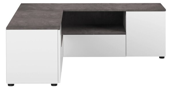 Biało-szara szafka pod TV w dekorze betonu 130x46 cm Angle – TemaHome
