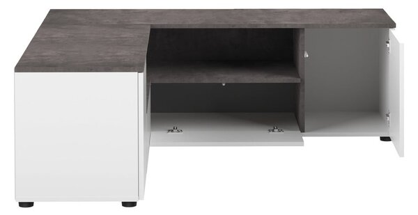 Biało-szara szafka pod TV w dekorze betonu 130x46 cm Angle – TemaHome