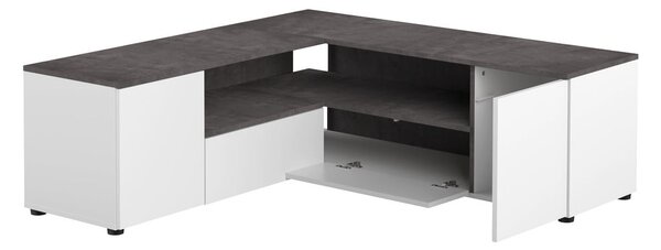Biało-szara szafka pod TV w dekorze betonu 130x46 cm Angle – TemaHome