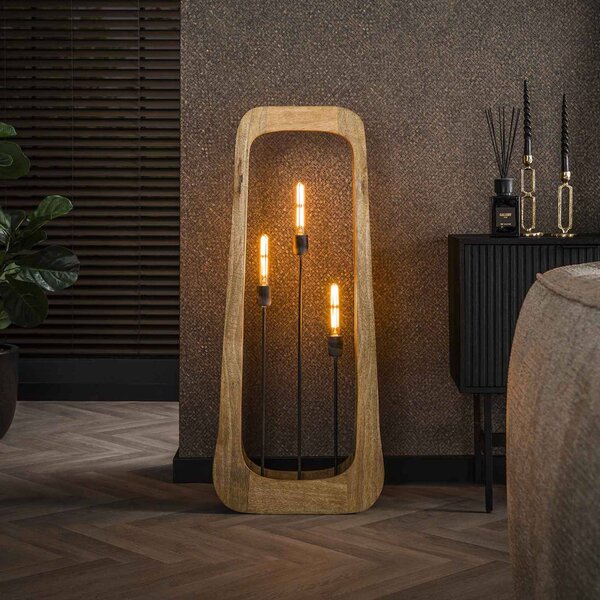ZIJLSTRA Lampa stojąca Woodframe, jasne drewno, salon / jadalnia, drewno, nowoczesny