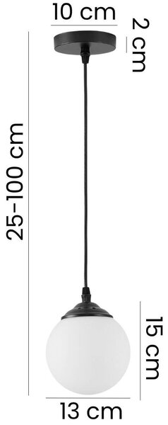 LAMPA WISZĄCA SUFITOWA NOWOCZESNA CZARNA BIAŁA KULA FINO W1 LED