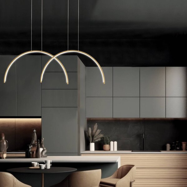 Viokef Lampa wisząca Megan, mosiężny / złoty, salon / jadalnia, aluminium, nowoczesny