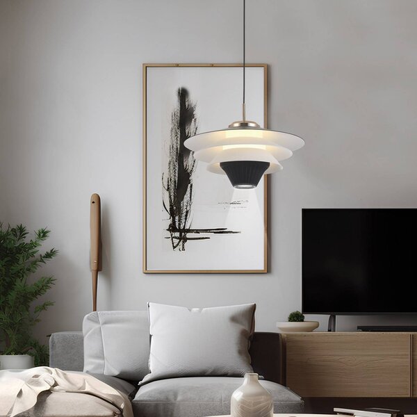 Viokef Lampa wisząca Manley, czarny, salon / jadalnia, aluminium, nowoczesny