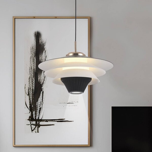 Viokef Lampa wisząca Manley, czarny, salon / jadalnia, aluminium, nowoczesny