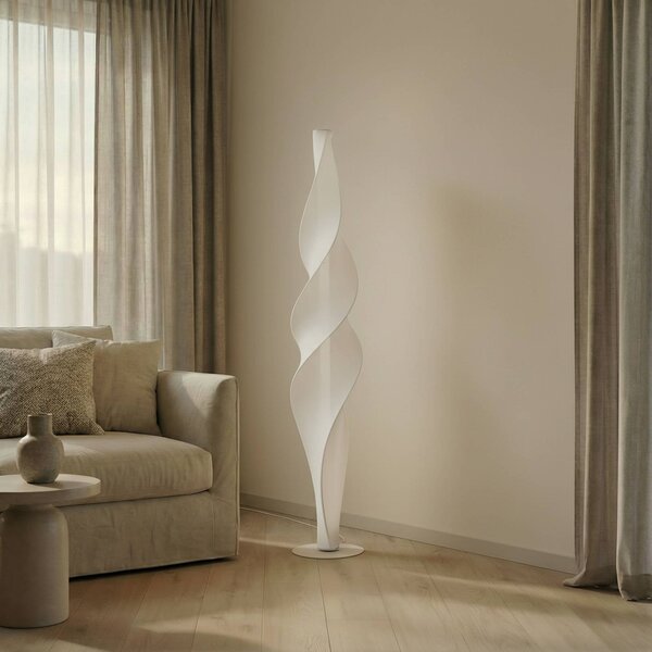 Lampa stojąca LED Novelle Lucande, możliwość ściemniania, biały / opal, salon / jadalnia, tworzywo sztuczne, design