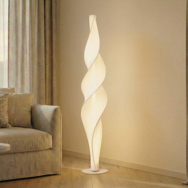 Lampa stojąca LED Novelle Lucande, możliwość ściemniania, biały / opal, salon / jadalnia, tworzywo sztuczne, design