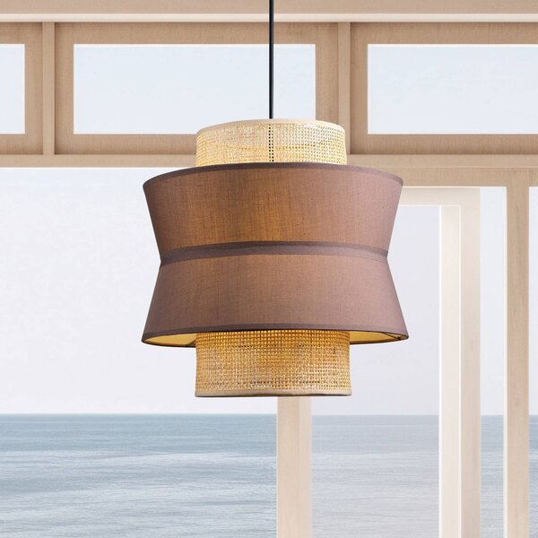 Viokef Lampa wisząca Rika, możliwość ściemniania, aluminiowy / szary / cynkowy, salon / jadalnia, tkanina / materiał / jedwab
