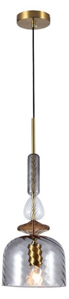 Viokef Lampa wisząca szklana Glorial, możliwość ściemniania, aluminiowy / szary / cynkowy, salon / jadalnia, szkło, vintage
