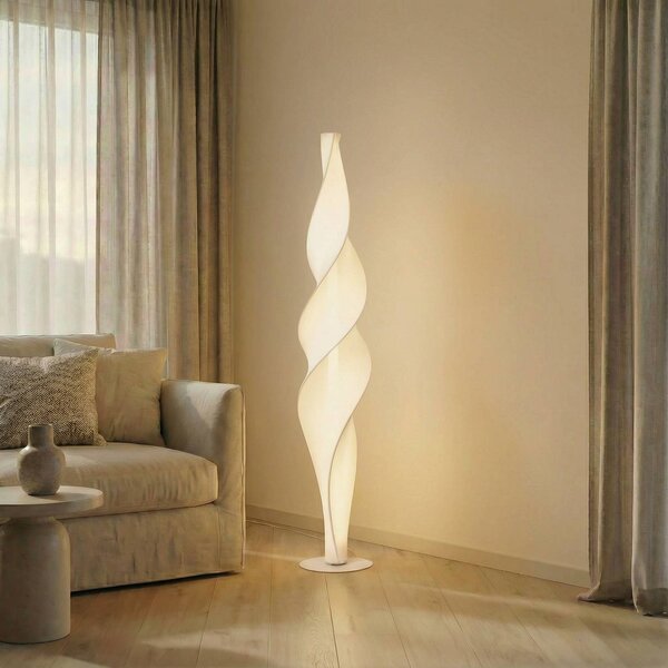 Lampa stojąca LED Novelle Lucande, możliwość ściemniania, biały / opal, salon / jadalnia, tworzywo sztuczne, design